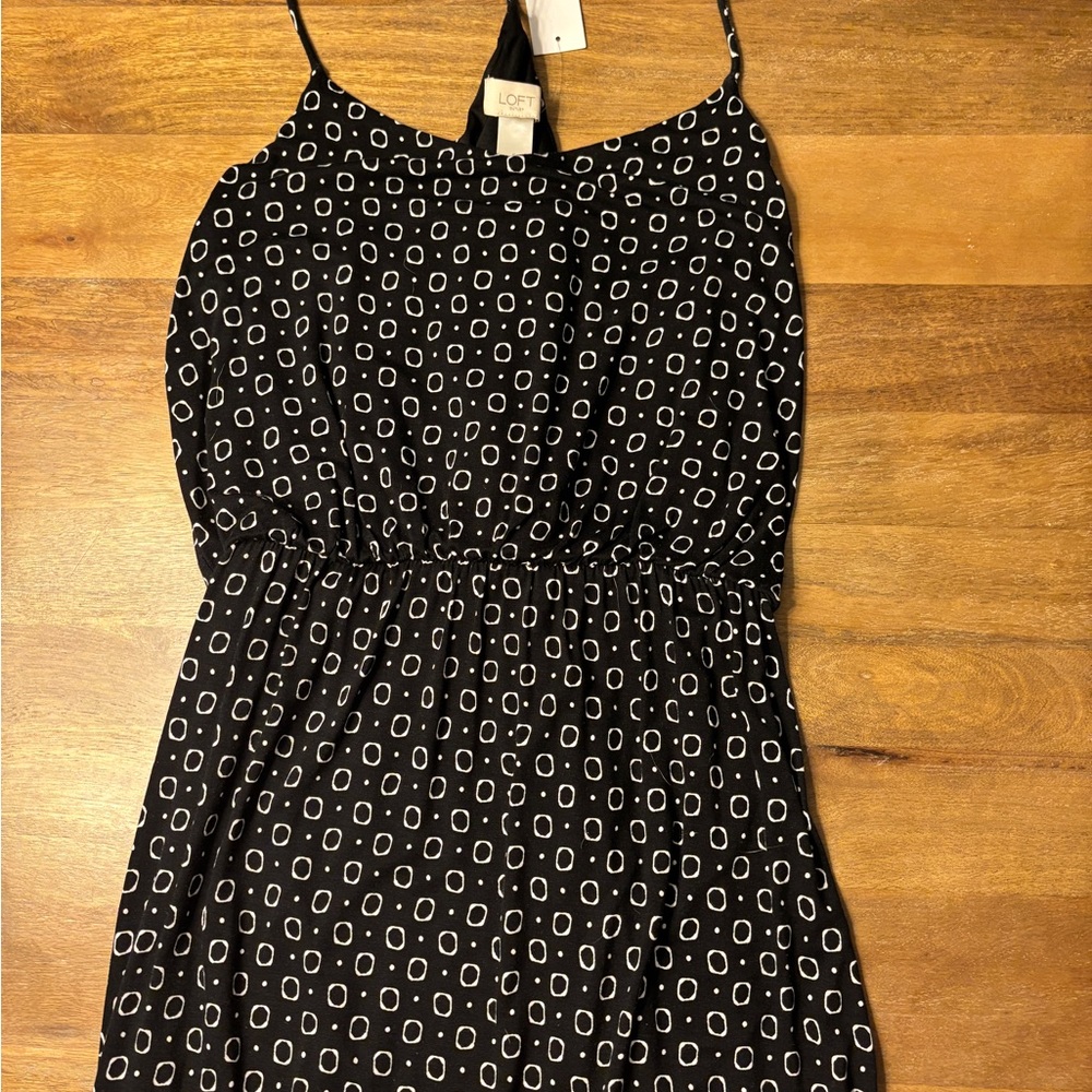 Loft Black and White Patterned Dress